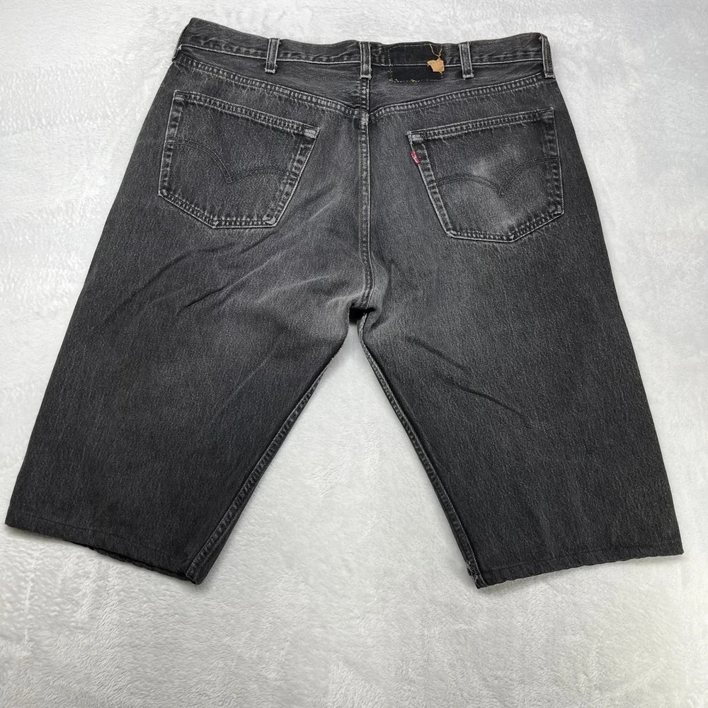 Vintage Levi's Button Fly Shorts Men's Faded‎ Black Denim Pockets Y2K - 37X15.5